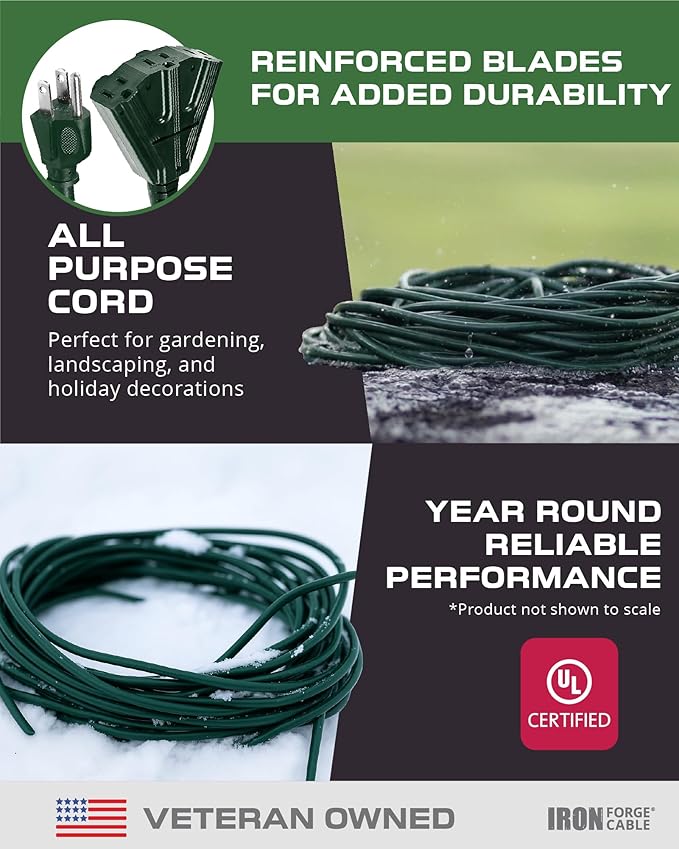 Iron Forge Cable 6ft Green Outdoor Extension Cord - Image 9