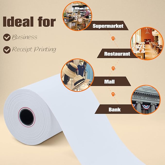 3 1/8" x 119' Thermal Paper, POS Receipt Paper - Image 6
