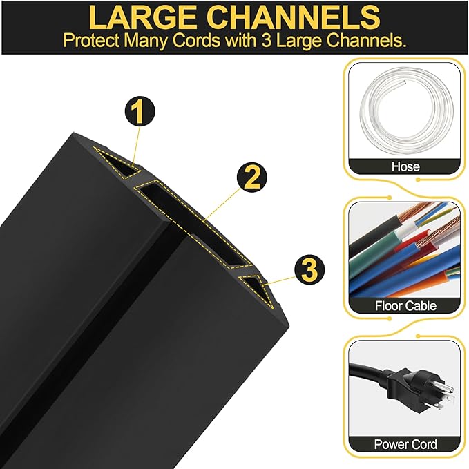 MYFAMIREA 4FT Floor Cord Cover Heavy Duty Cable Cover Protector - Image 3