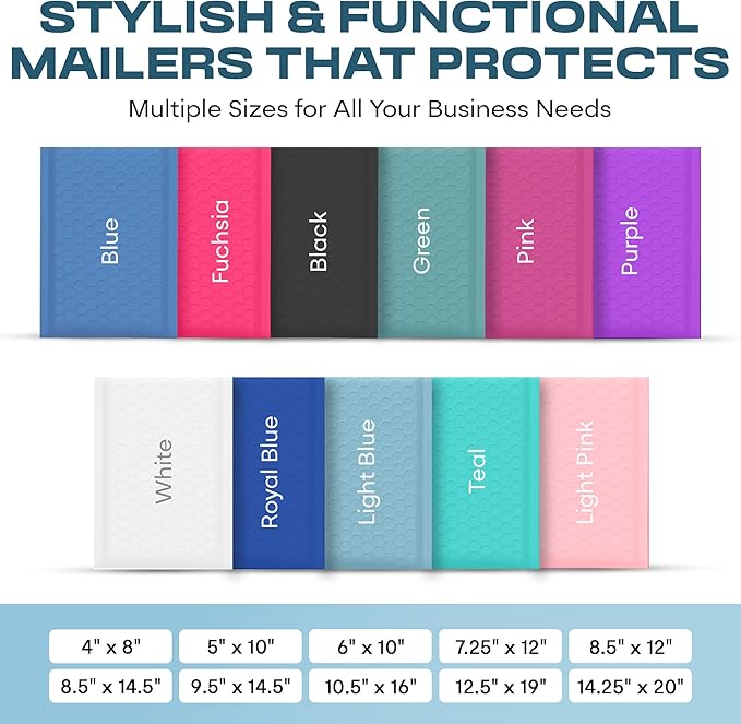 Light Blue 12.5x19.5 Inch Large Poly Bubble Mailers #6 | Padded Envelopes - Image 3