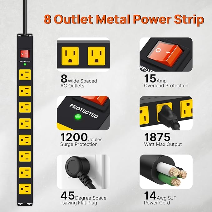 ANNQUAN Metal 8 Outlet Mountable Power Strip - Image 5