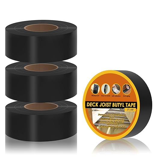 Butyl Joist Tape for Decking 2''×50', 4 Rolls Weather-Resistant Deck Joist Tape by JOAPRIL