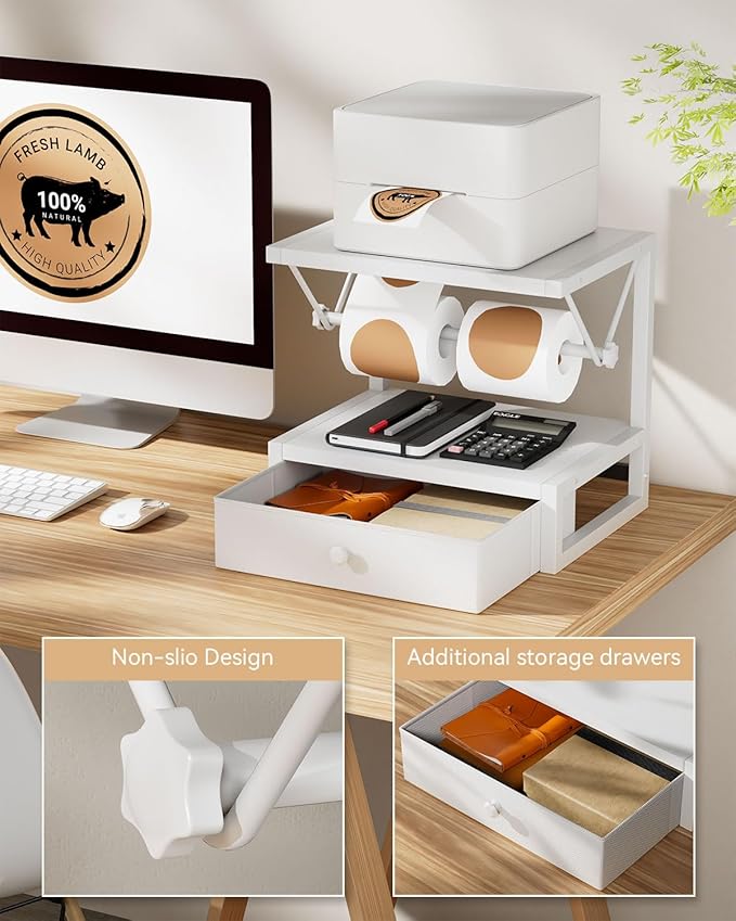 IBUYKE Label Holder for Rolls and Fan-Fold Labels, Wooden Thermal Shipping - Image 4