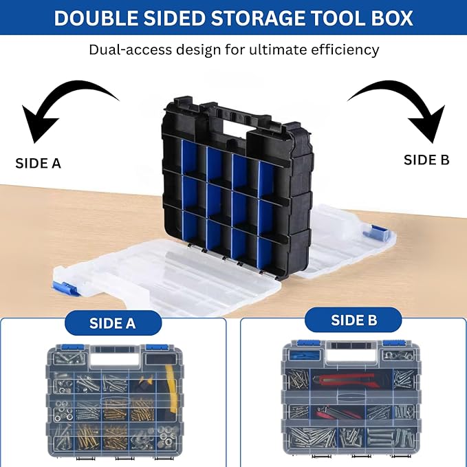 Andalus Tools Organizer Box, Small Parts Storage 34-Compartment Double-Sided - Image 4