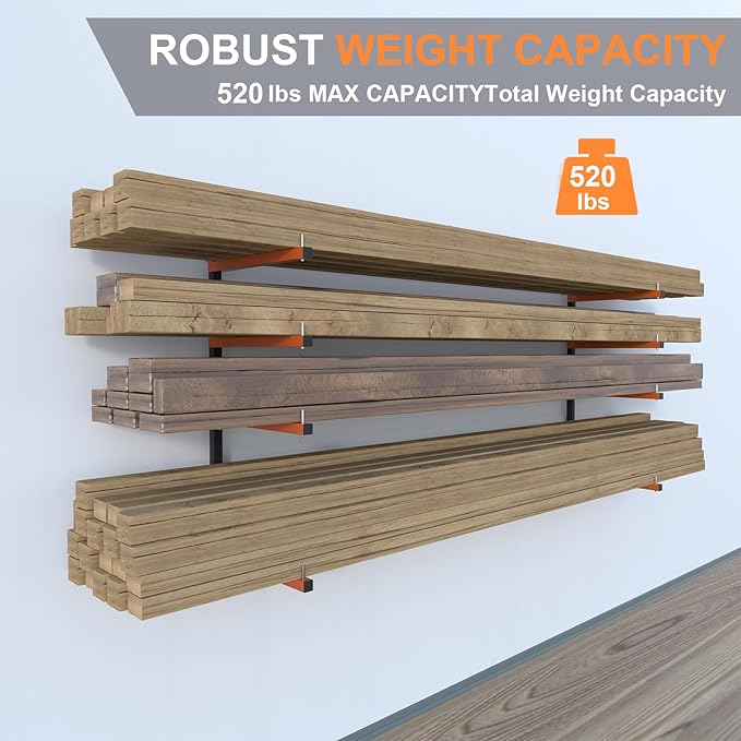 Lumber Storage Rack, Upgrade Folding Lumber Rack Wall Mount, Heavy Duty Metal 8 - Image 6