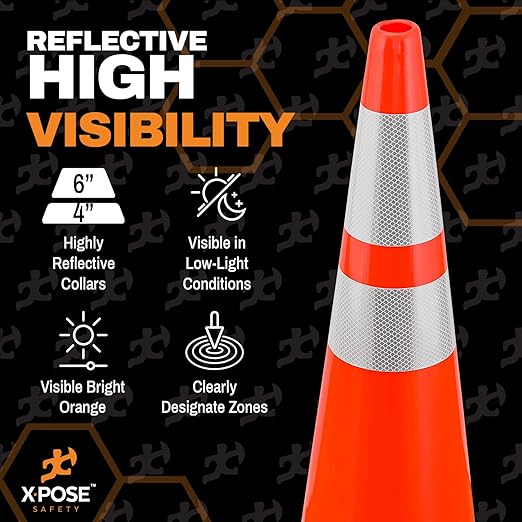 Xpose Safety 36 Inch Orange Traffic Cones Heavy Duty 12lb - Image 6