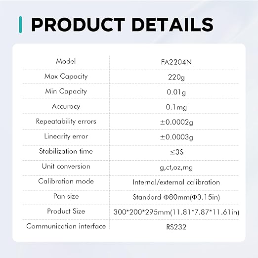 LAB FISH Analytical Balance 220g x 0.1mg Scale High Precision 0.0001g Accuracy - Image 6