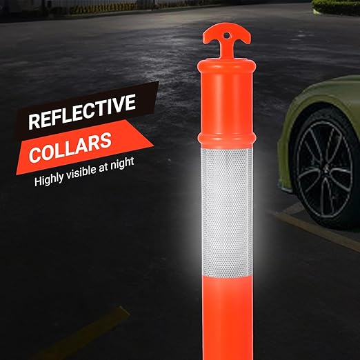Delineator Post with Base 6 Pack, KOKEBREN 45 Inch Portable Orange Traffic - Image 3