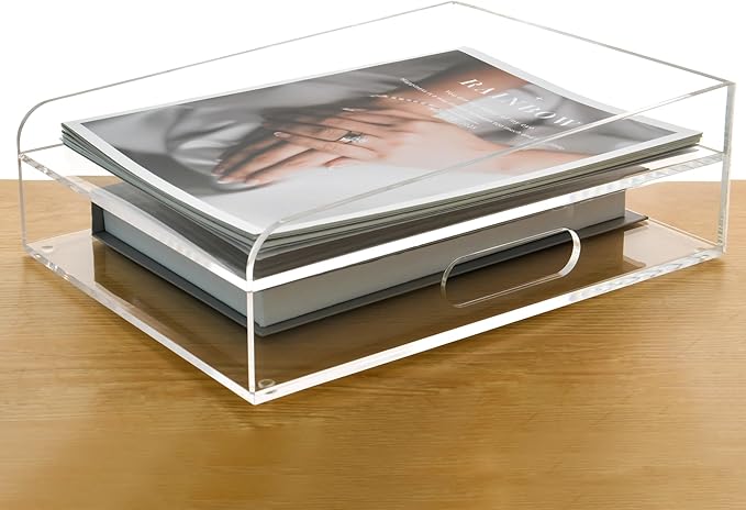 2-Tier Clear Acrylic Paper Trays, Desk File Organizer, A4 Paper Holder by AIMOLLYACRYLICSTORAGE