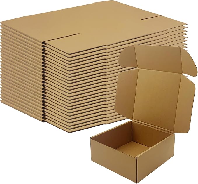 7x7x3 Inches Shipping Boxes Set of 25，Brown Cardboard Boxes Recyclable by Piscepio