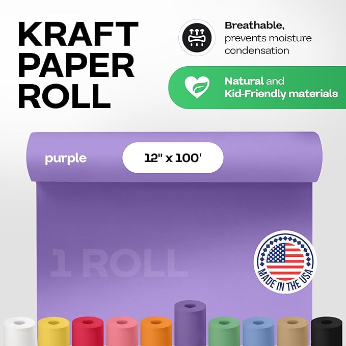 12" x 1200" Purple Kraft Paper Roll - Image 2