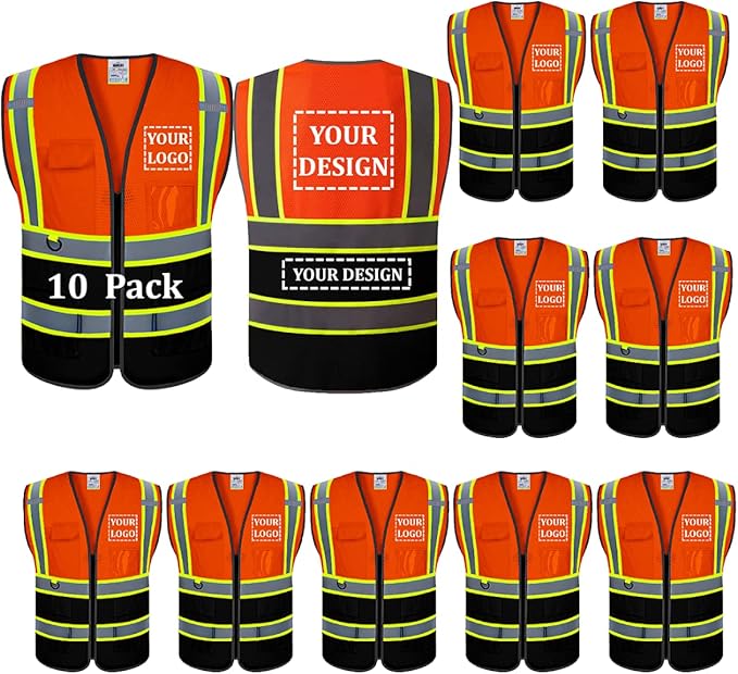 BeautyWill Custom Logo 10/20 Pack Safety Vest Class2 High Visibility Vest by BeautyWill