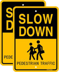 Joffreg Slow Down Pedestrian Traffic Sign, 17 x12 Inches, Reflective Aluminum by Joffreg