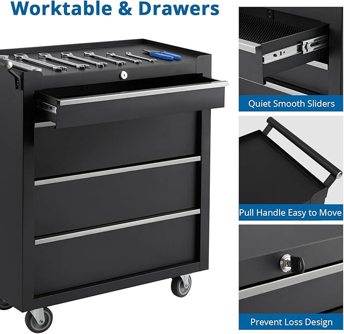 Heavy-Duty 4-Drawer Rolling Tool Chest - Image 7