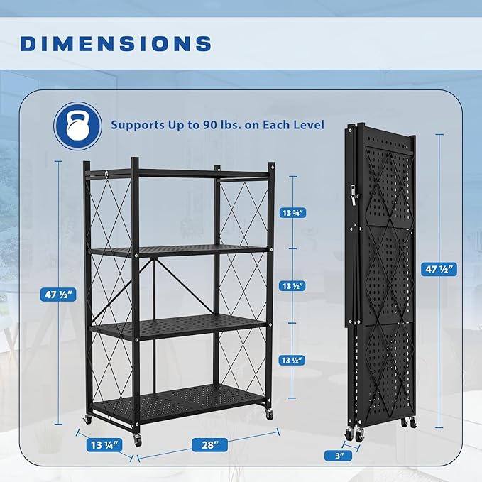 Lifetime Home 4-Tier Foldable Storage Shelf - Image 3
