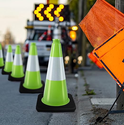 BESEA 18 Inch Fluorescent Green Traffic Cones - Image 7
