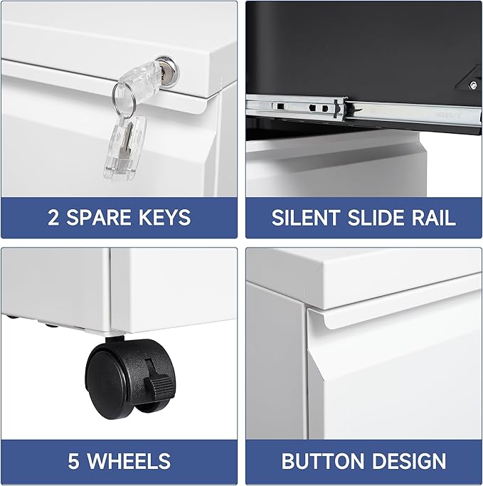 2 Drawer Mobile File Cabinet - Image 5