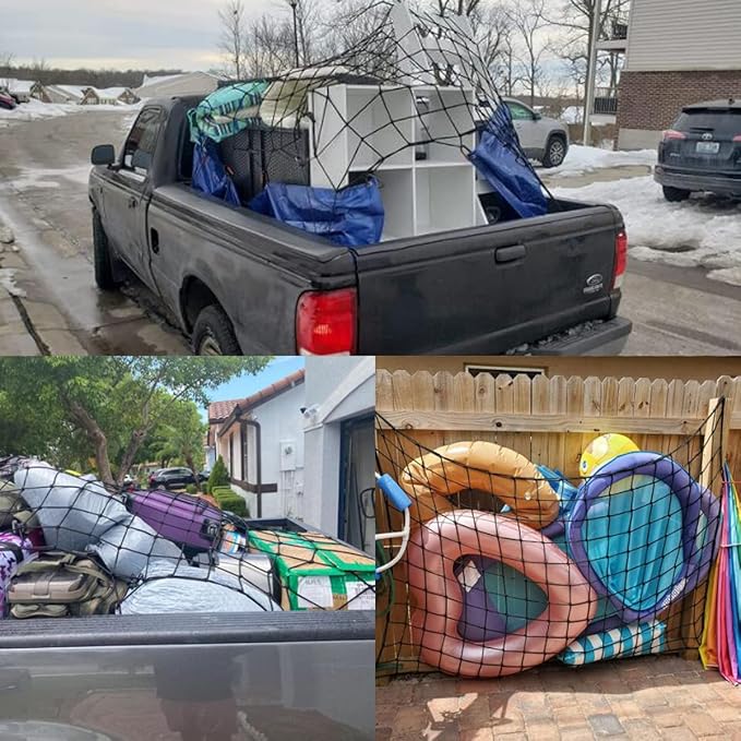 Amiss 4' x 6' Stretches to 8' x 12' Truck Cargo Net, Roof Rack Cargo Net - Image 6