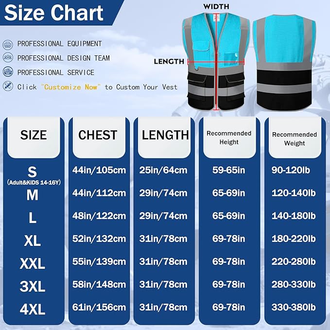 BeautyWill 10/20 Pack Custom Logo Safety Vest, Bulk High Visibility Class 2 - Image 5