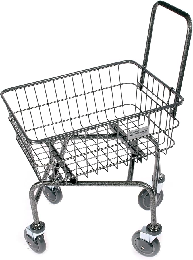 Rolling Laundry Cart with Wheels, Metal Wire Basket, Heavy Duty Utility Cart - Image 3