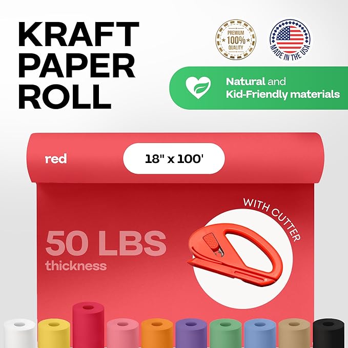 Christmas Red Kraft Paper Roll 18" x 1200" - Image 2