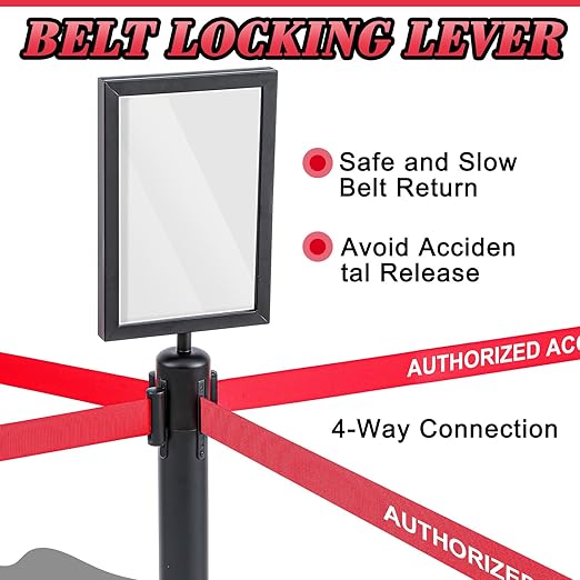 Therwen 6 Pack Heavy Duty Crowd Control Stanchions 9.8 ft Stainless Steel - Image 5