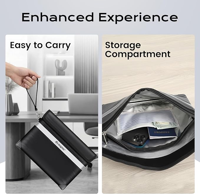 Fireproof Document Bag Upgraded 4200°F, 14.2”x 10.2”Waterproof Fireproof Money - Image 4