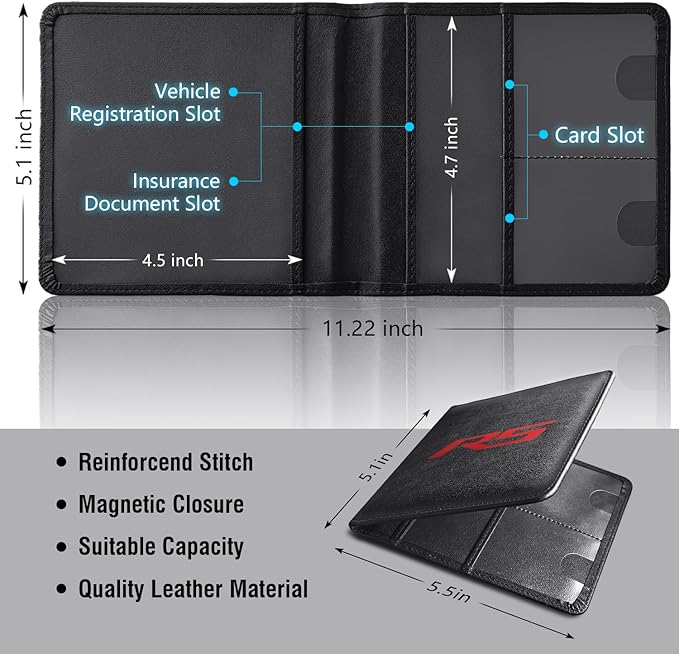 Leather Car Registration and Insurance Cards Holder Compatible - Image 2