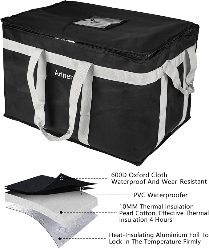 Food Delivery Insulated Bag, Insulated Cold Meal Bag, Built-in Base Plate - Image 4