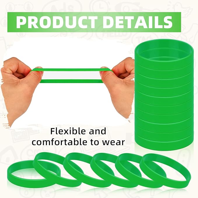 100pcs Rubber Wristbands, Blank Silicone Bracelets Gifts Supplies Rubber Wrist - Image 2