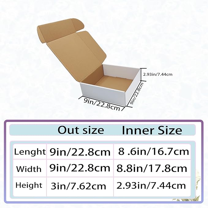 9x9x3 Inches White Shipping Boxes Set of 25，Cardboard Boxes Recyclable - Image 6