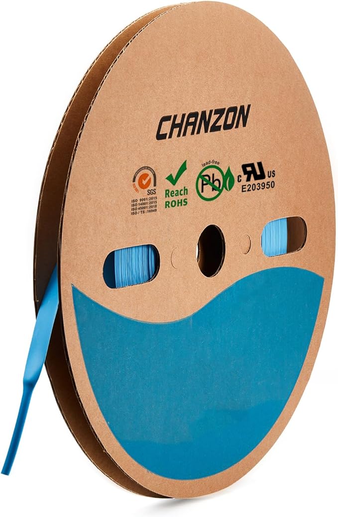 Chanzon 2:1 Ratio - 80Ft Roll - 1/4" Heat Shrink Tubing 2:1 Blue Polyolefin by Chanzon