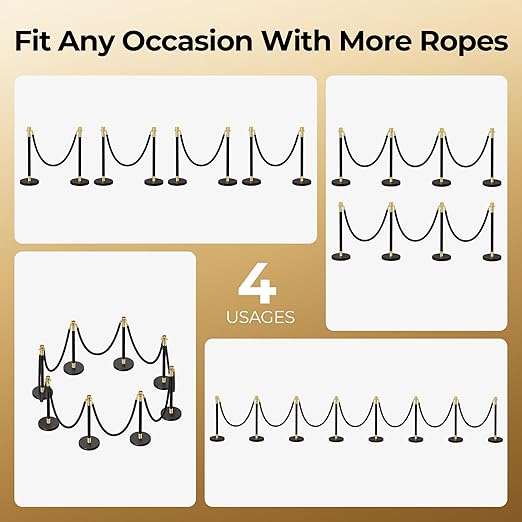 8pcs Sturdy Stanchion Posts, Water/Sand/Concrete Fillable Leakproof Base - Image 2