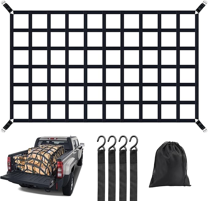 Cargo Net for Pickup Truck Bed, Heavy Duty 1100LBS Capacity, Adjustable Cam by Xishuihe