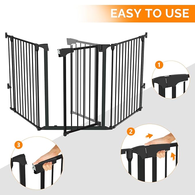 Bonnlo 120 Inches Wide Configurable Baby Gate, Fireplace Safety Fence/Guard - Image 5