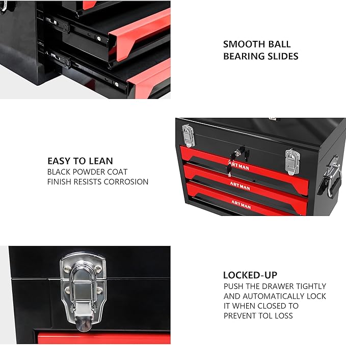 3 Drawers Metal Tool Box - Image 3