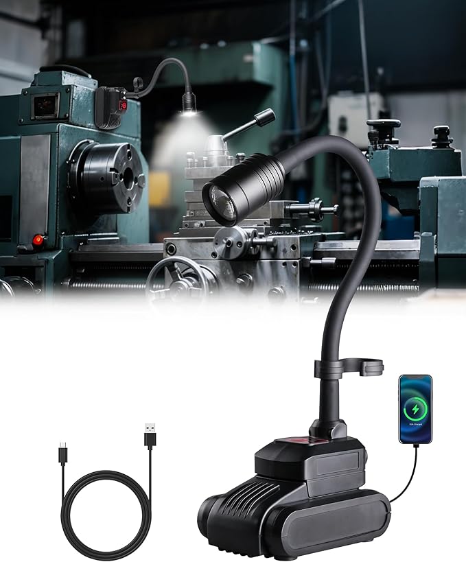 Magnetic Work Light, 4400mAh Rechargeable Flexible Gooseneck Work Light by Napatyre