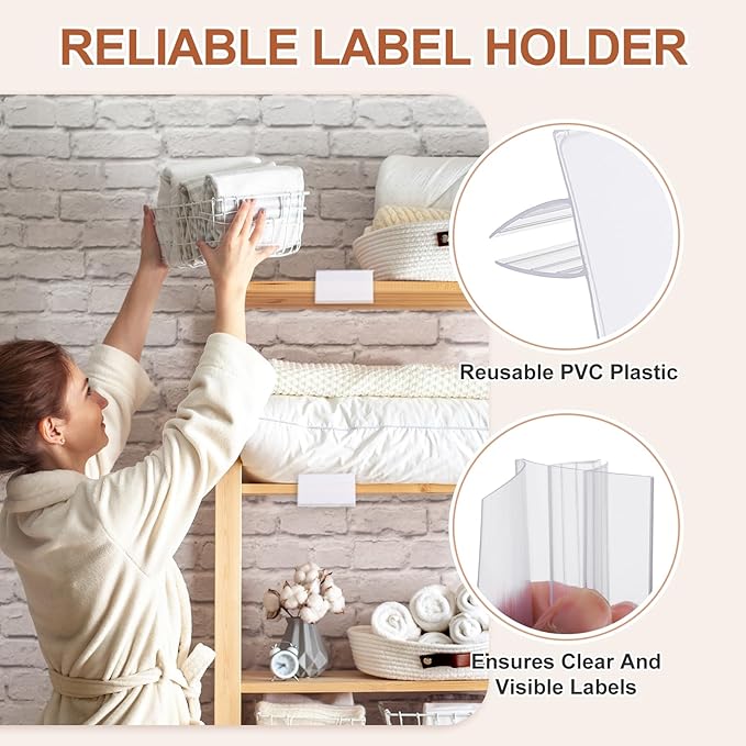 PATIKIL 3.1" x 1.7" Wire Shelf Label Holder, 30 Pack Reusable Plastic Price Tag - Image 3
