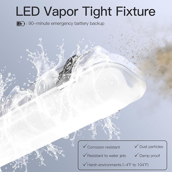 JTT 4FT LED Vapor Tight Light, 60W/50W/40W IP65 Waterproof LED Outdoor Indoor - Image 3