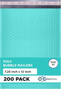Teal Poly Bubble Mailers 7.25x12 inch #1 | Self Seal Padded Envelopes | by MAILERVIEW