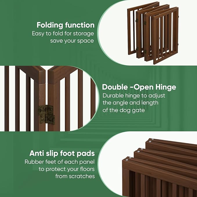 Dog Gates for Doorways, Freestanding Dog Gate Indoor, Foldable Pet Gates for - Image 3