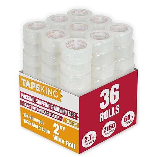 Tape King Clear Packing Tape | 60 Yards Per Roll Heavy Duty Packing Tape 2.7mil by TapeKing