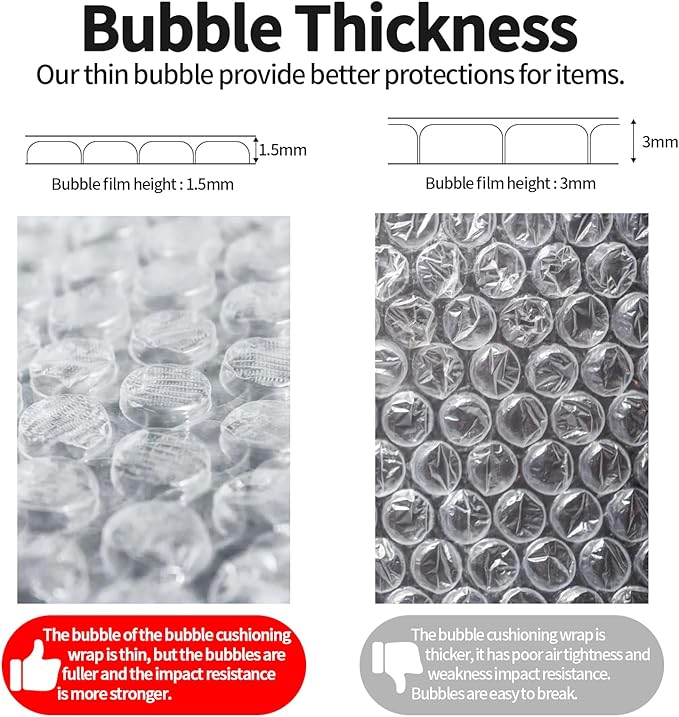 2 Pack-12 inchx100ft Total Small Bubble Cushioning Wrap Bubble Wrap - Image 2