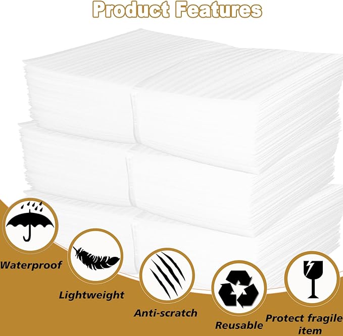 50 Pack 6''x10'' Cushion Foam Pouches, Moving Supplies - Image 3