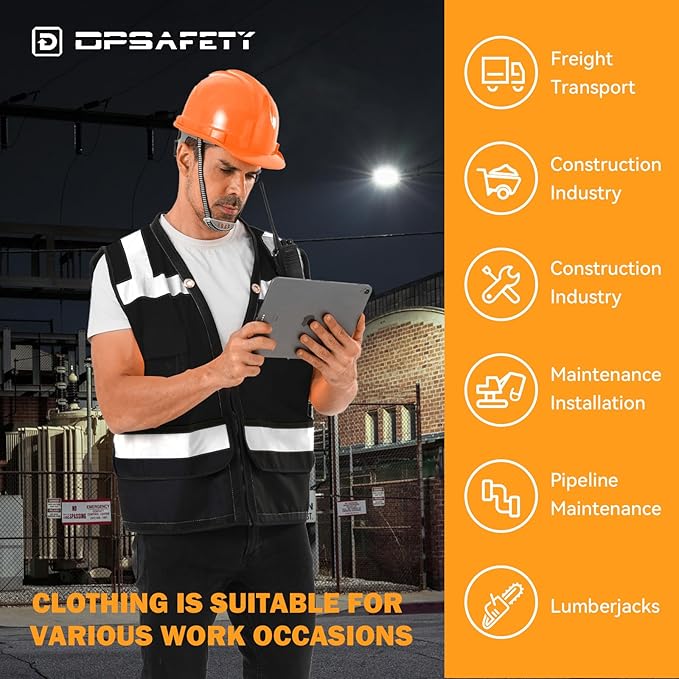 Reflective Safety vest With back plan pocket, High visibility Class 2 Heavy - Image 4