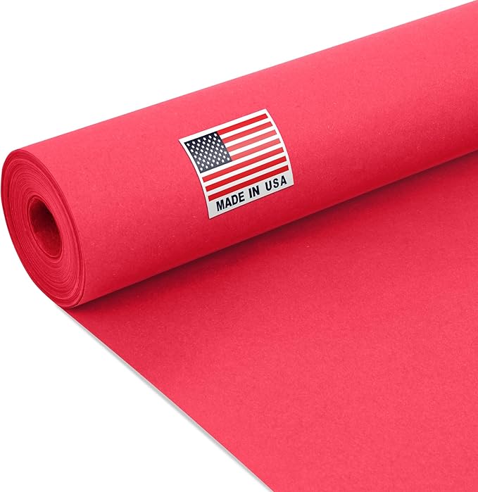 USA Made 24" x 1200" Christmas Red Kraft Paper Roll, 45 lbs Thickness, Colored by Paclord