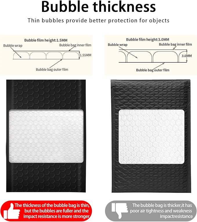 packbabol Bubble Mailers, 8.5x11 Inch Poly Padded Bubble Mailers Pack of 50 - Image 3
