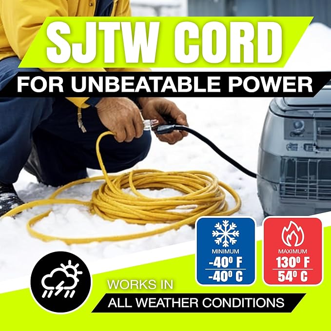 200ft Outdoor/Indoor Extension Cord 10/3 Gauge Ultra Heavy Duty 3 Prong SJTW - Image 8