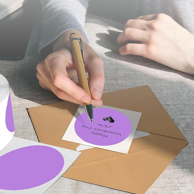 2 Inch Purple Round Thermal Labels, 600 Labels/Roll, Self-Adhesive Circle - Image 5