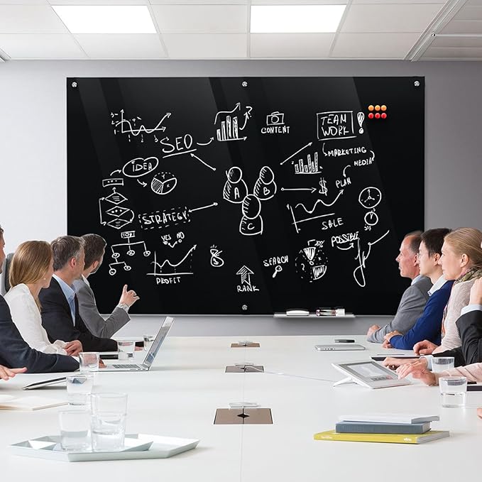 MaxGear Glass Whiteboard 72" x 48" Wall Mounted, Magnetic Black Dry Erase Board - Image 6